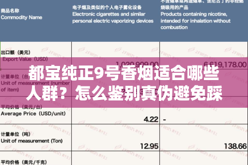 都宝纯正9号香烟适合哪些人群？怎么鉴别真伪避免踩坑？